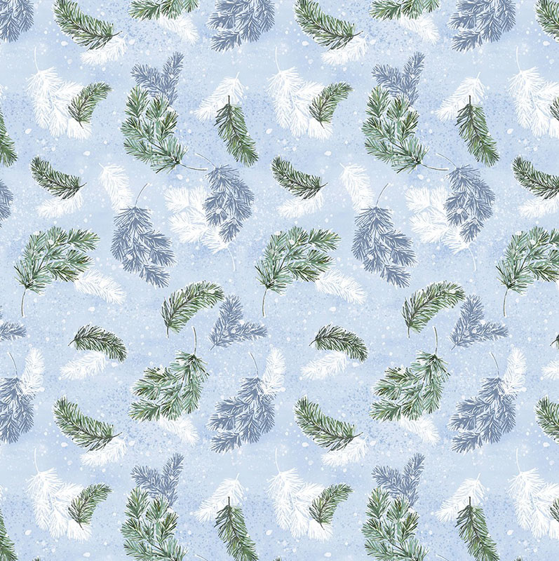 Wintery Pines By Kanvas Studio For Benartex - Pine Wonderland Light Blue