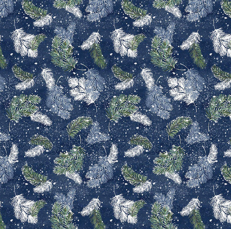 Wintery Pines By Kanvas Studio For Benartex - Pine Wonderland Navy