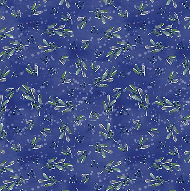 Wintery Pines By Kanvas Studio For Benartex - Winter Berries Dark Blue