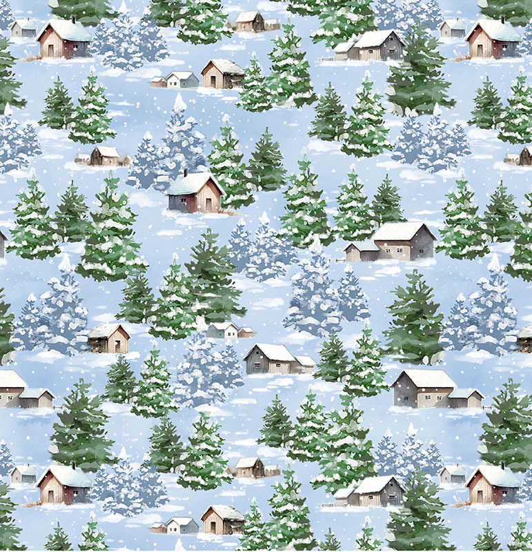 Wintery Pines By Kanvas Studio For Benartex - Winter Gateway Light Blue