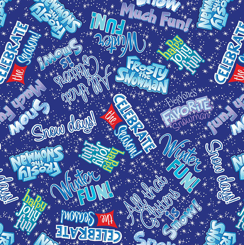 Frosty The Snowman By Warner Bros For Benartex - Frosty Fun Words Royal Blue