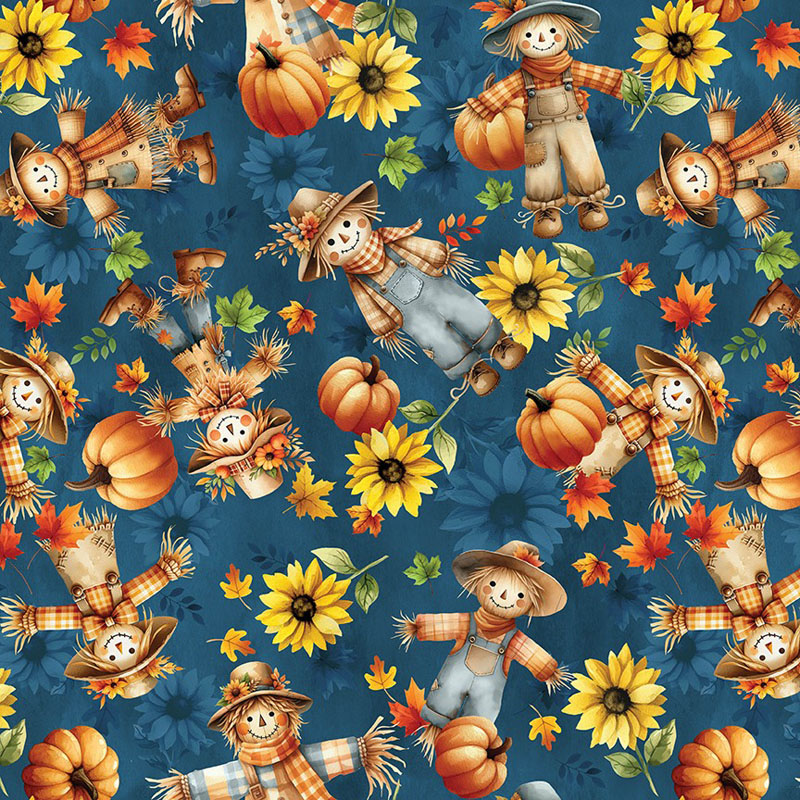 Harvest Friends By Kanvas Studio For Benartex - Teal Blue