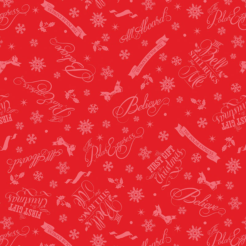The Polar Express By Warner Bros For Benartex - The Polar Express Words Red