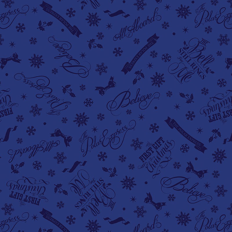 The Polar Express By Warner Bros For Benartex - The Polar Express Words Blue