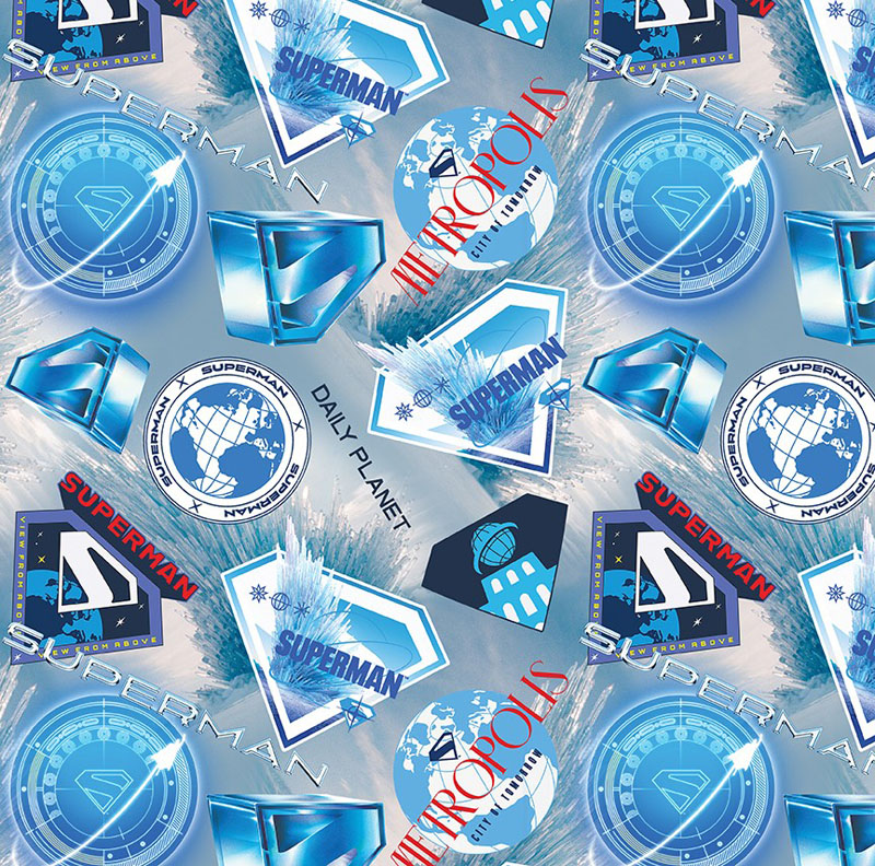 Superman By Warner Bros For Benartex - Superman Symbols Aqua/Blue