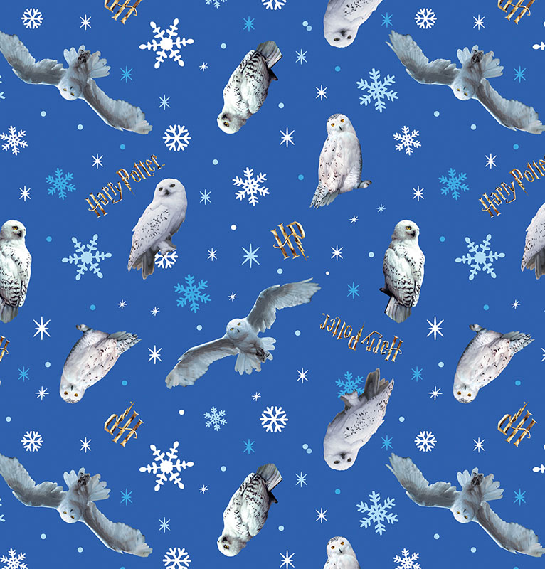 Harry Potter Winter By Warner Bros For Benartex - Winter Owls Medium Blue