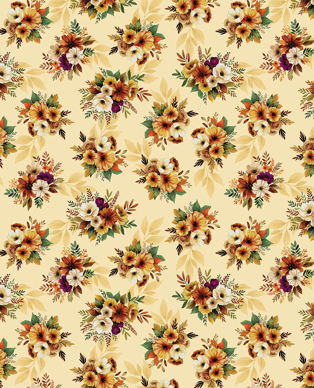 Amber And Spice By Kanvas Studio For Benartex - Amber & Spice Bouquets Cream