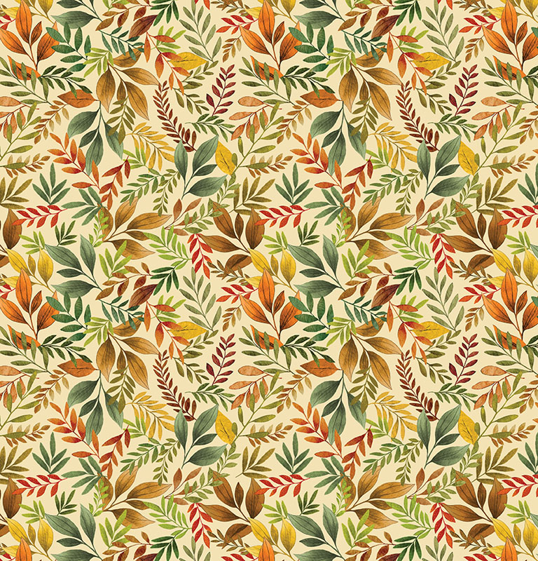Amber And Spice By Kanvas Studio For Benartex - Amber & Spice Leaves Cream