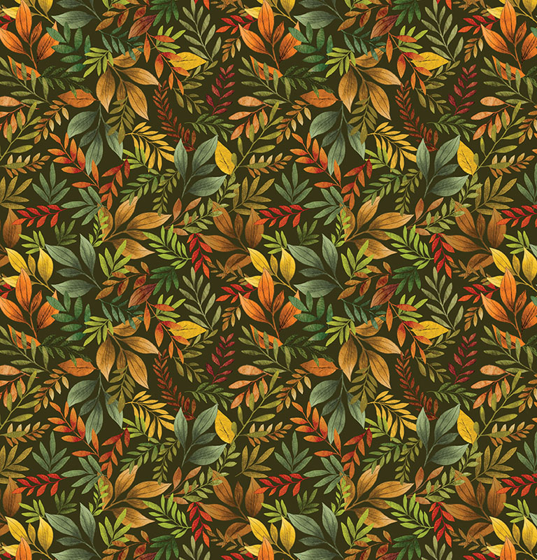 Amber And Spice By Kanvas Studio For Benartex - Amber & Spice Leaves Green