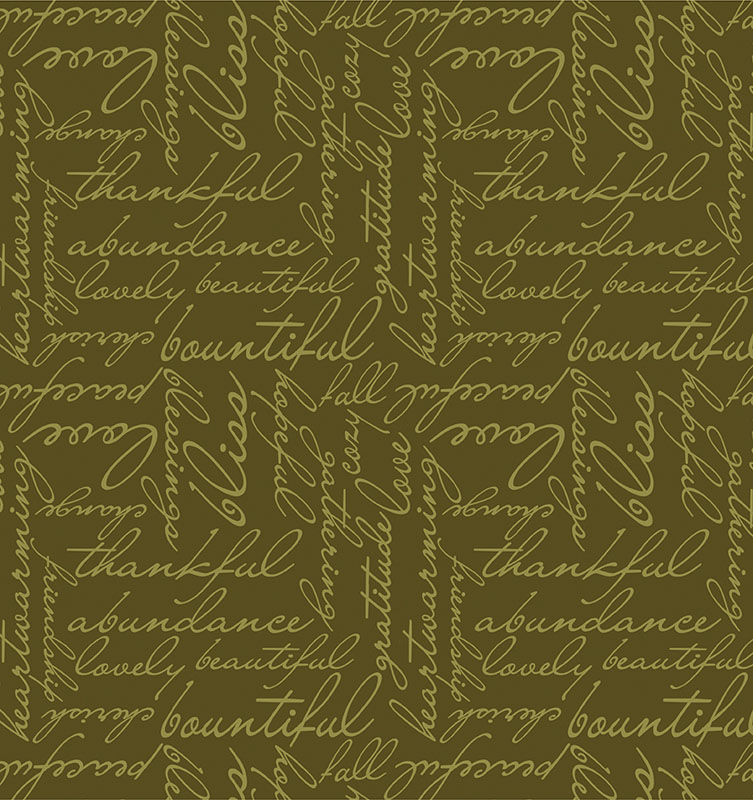 Amber And Spice By Kanvas Studio For Benartex - Heartwarming Words Green