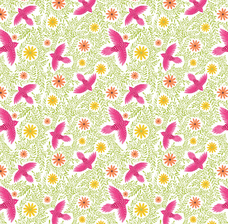 Beautiful World By Lee Foster Wilson For Benartex - Sing Your Own Song Pink/Lime