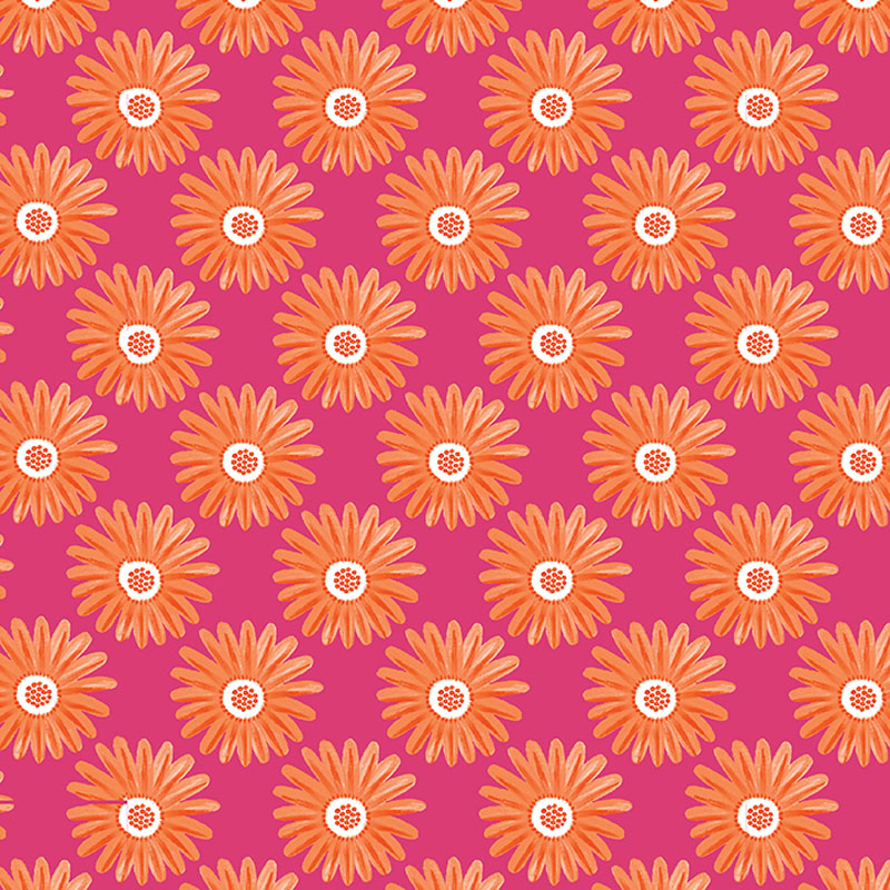 Beautiful World By Lee Foster Wilson For Benartex - Sunny Day Flowers Pink/Orange