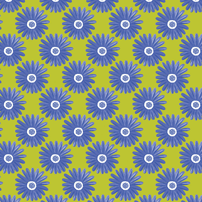 Beautiful World By Lee Foster Wilson For Benartex - Sunny Day Flowers Lime/Blue