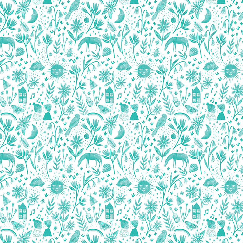 Beautiful World By Lee Foster Wilson For Benartex - Beautiful World Tonal Turquoise