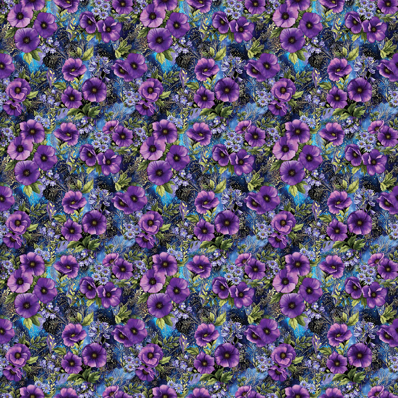 Dragonfly And Moon By Peggy Collins For Benartex - Midnight Garden Plum