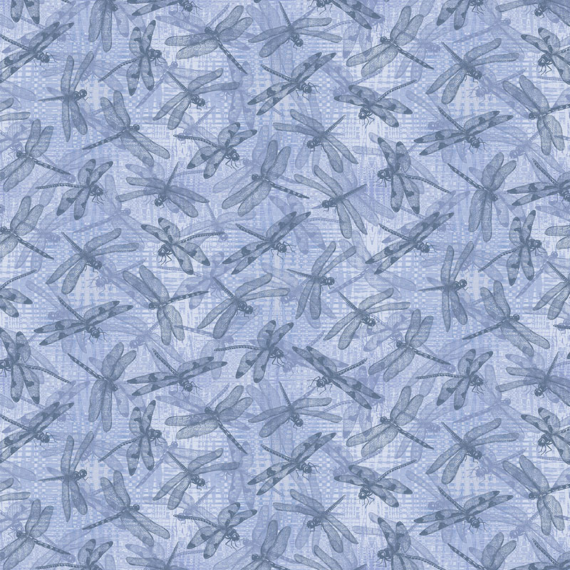 Dragonfly And Moon By Peggy Collins For Benartex - Dragonfly Effect Medium Gray/Blue