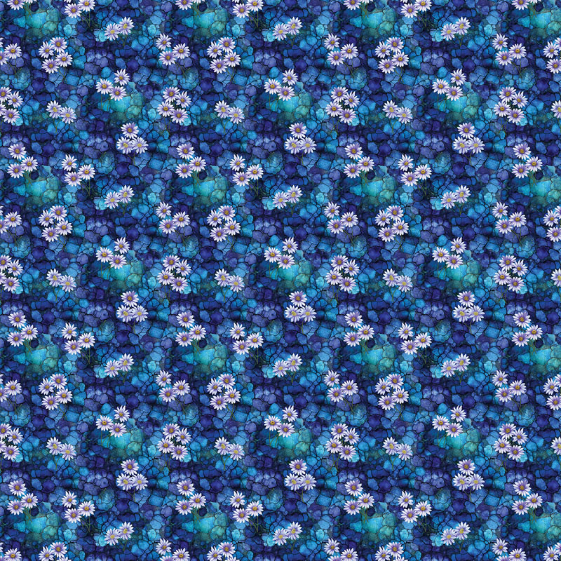 Dragonfly And Moon By Peggy Collins For Benartex - Prism Daisy Blue