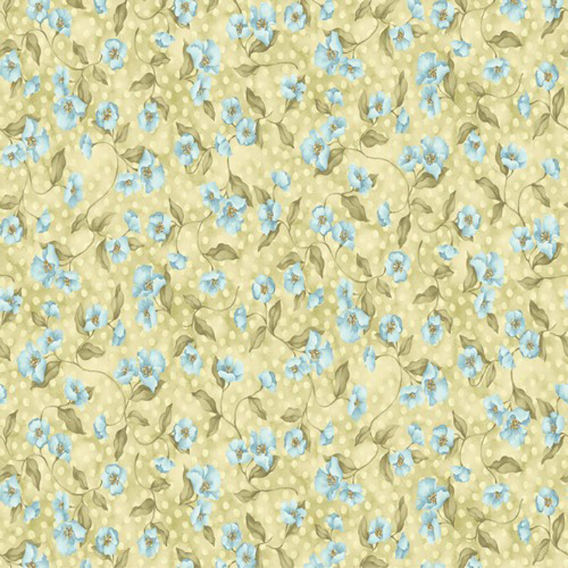 Blossoms 108" By Nancy Halvorsen For Benartex - Celery