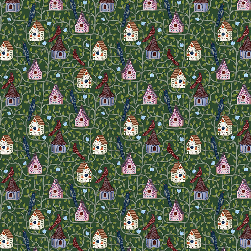 Emma\'s Farmhouse By Fox And Fables For Benartex - Birdhouse Botanical Forest