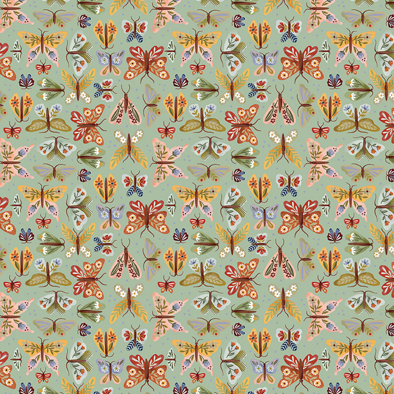 Emma\'s Farmhouse By Fox And Fables For Benartex - Butterfly Dance Sage