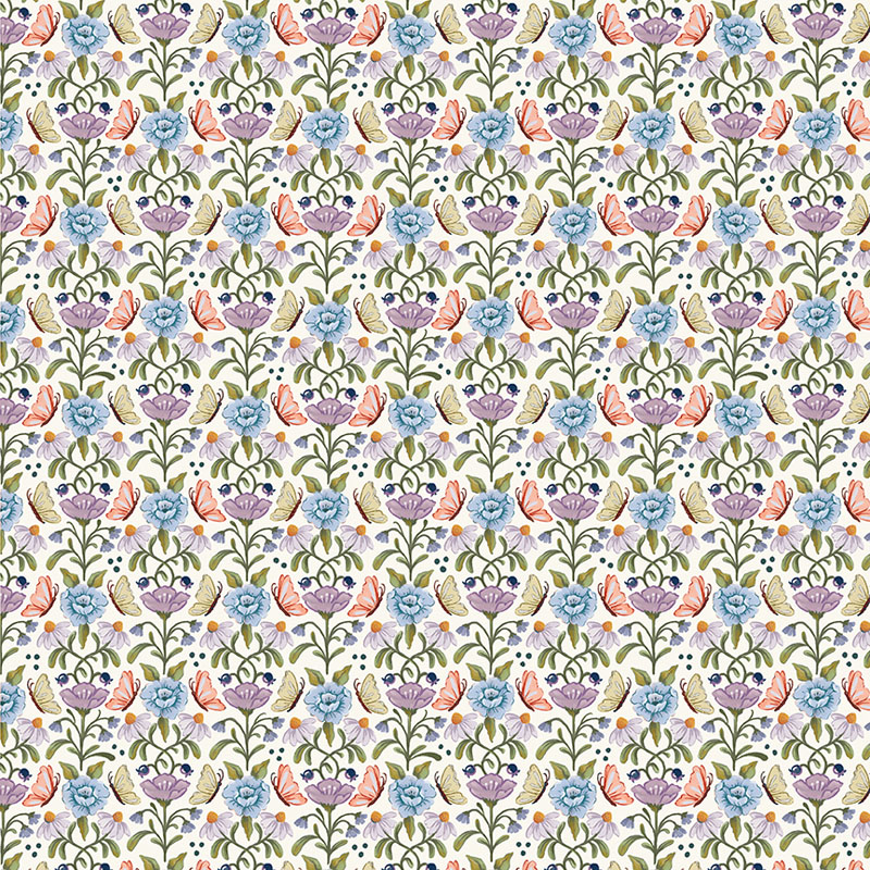 Emma\'s Farmhouse By Fox And Fables For Benartex - Fairytale Meadow Light Blue/Multi