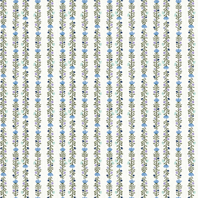 Emma\'s Farmhouse By Fox And Fables For Benartex - Folk Stripe Natural/Blue