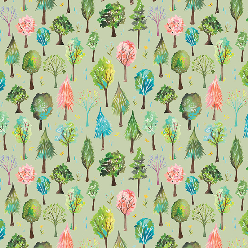A Forest Tale By Katie Daisy For Benartex - Light Leaf