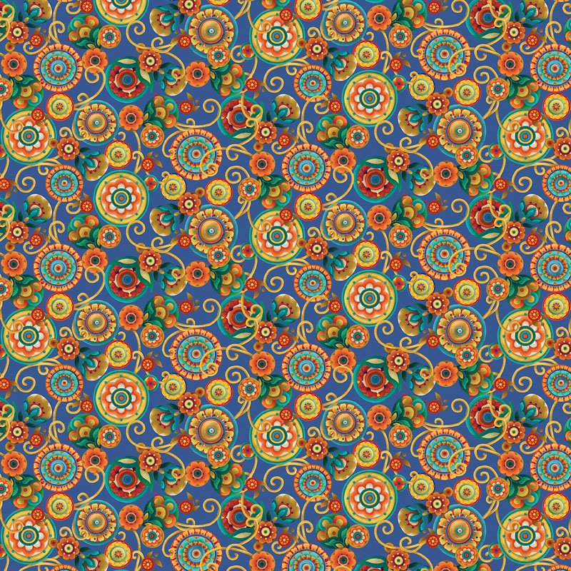 Sun Festival By David Galchutt For Benartex - Blue/Multi