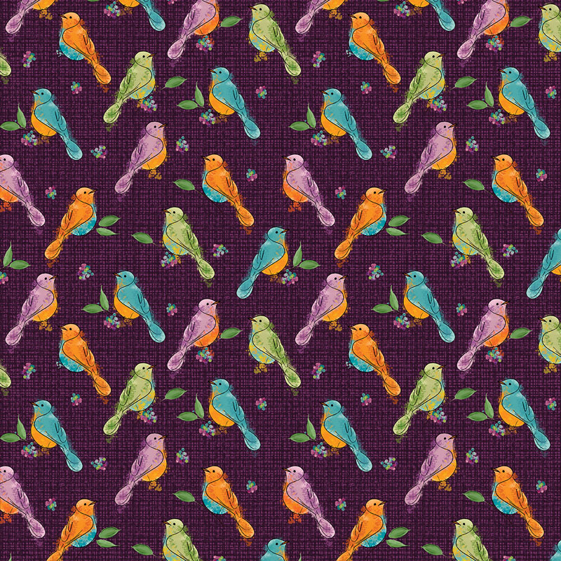 Hedgerow By Rachel Rossi For Benartex - Songbirds Plum