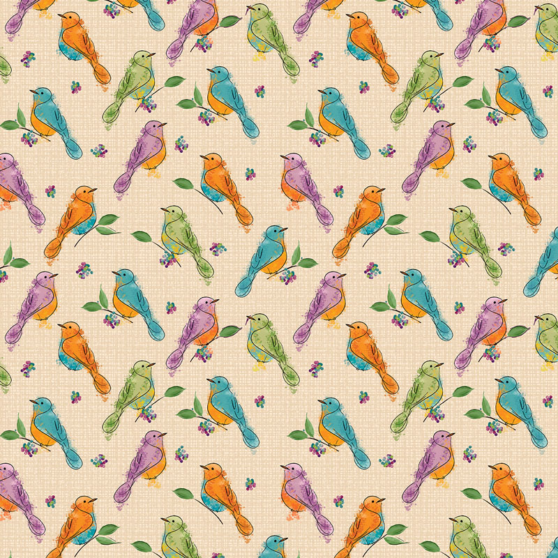 Hedgerow By Rachel Rossi For Benartex - Songbirds Natural