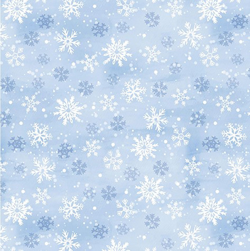 Wintery Pines By Kanvas Studio For Benartex - Wintery Snowflakes Light Blue