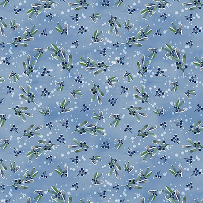 Wintery Pines By Kanvas Studio For Benartex - Winter Berries Medium Blue