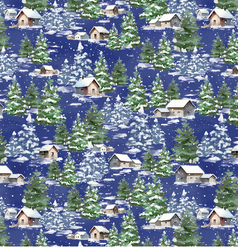 Wintery Pines By Kanvas Studio For Benartex - Winter Gateway Dark Blue