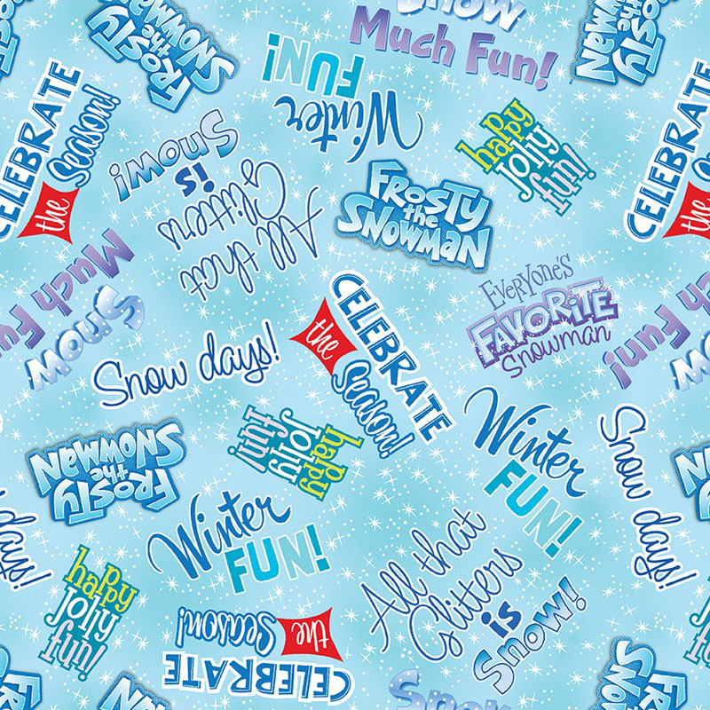 Frosty The Snowman By Warner Bros For Benartex - Frosty Fun Words Aqua