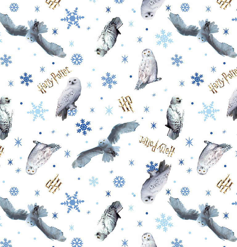 Harry Potter Winter By Warner Bros For Benartex - Winter Owls White