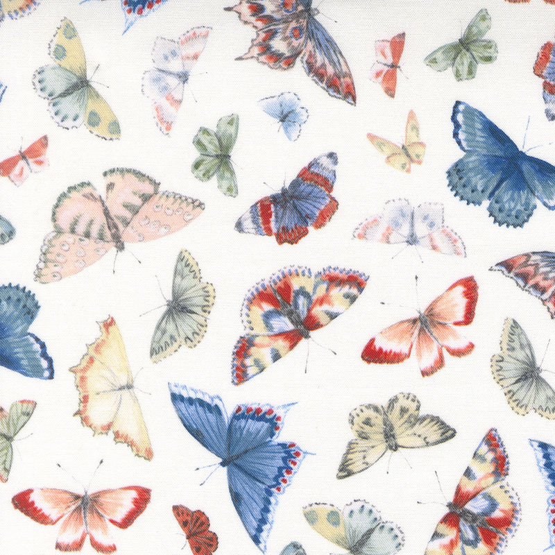 Flutterby By Janet Clare For Moda - Digital Print - Cabbage-White