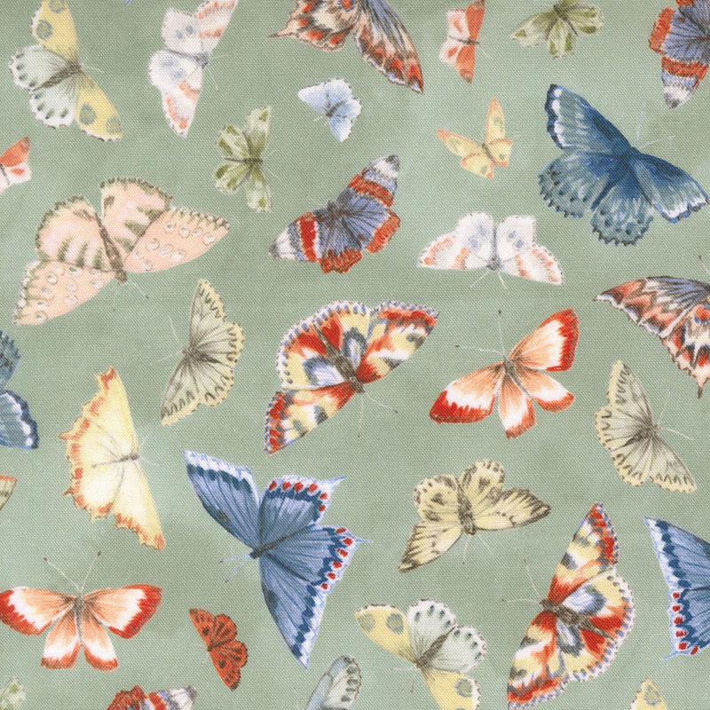 Flutterby By Janet Clare For Moda - Digital Print - Green-Hairstreak