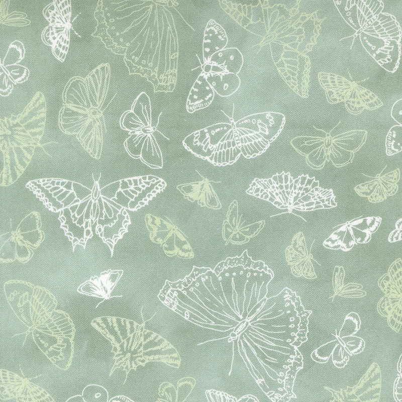 Flutterby By Janet Clare For Moda - Digital Print - Green-Hairstreak