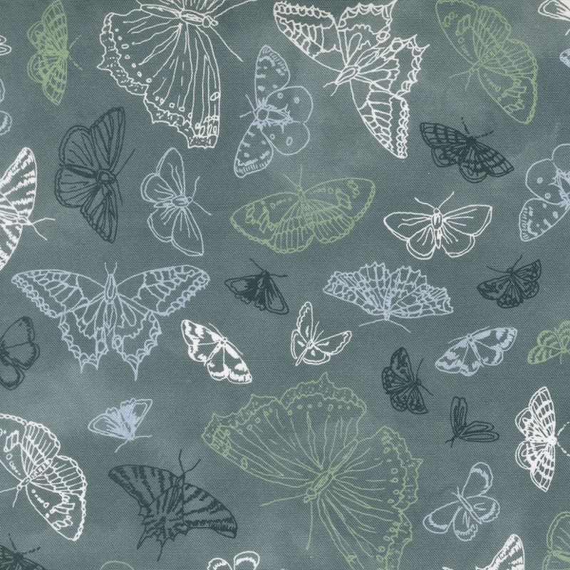 Flutterby By Janet Clare For Moda - Digital Print - Common-Blue