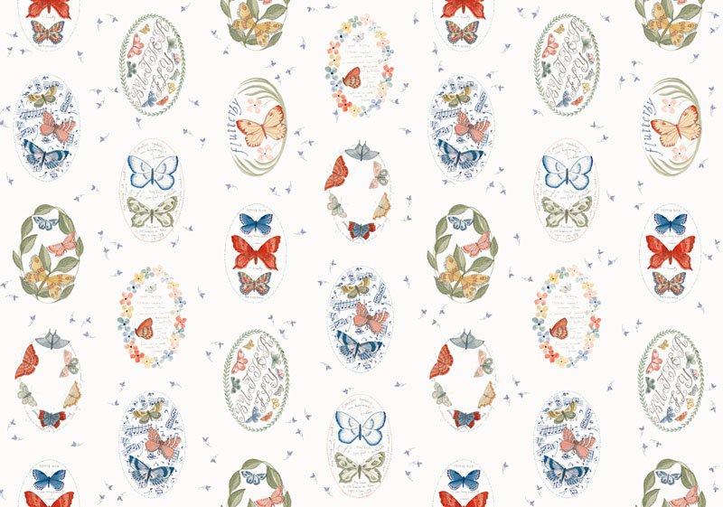 Flutterby By Janet Clare For Moda - Digital Print - Cabbage-White