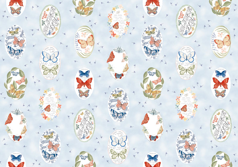 Flutterby By Janet Clare For Moda - Digital Print - Chalk-Hill-Blue