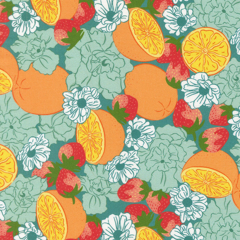 Fruitful By Kiley\'s Quilt Room For Moda - Digital Print - Lagoon