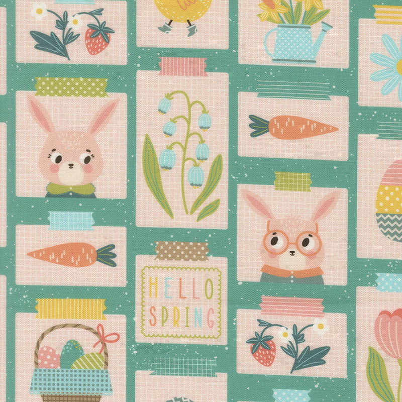 Hop Into Spring By Elena Amo For Moda - Digital Print - Turquoise