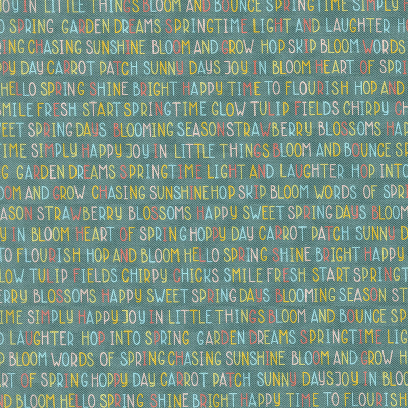 Hop Into Spring By Elena Amo For Moda - Digital Print - Teal