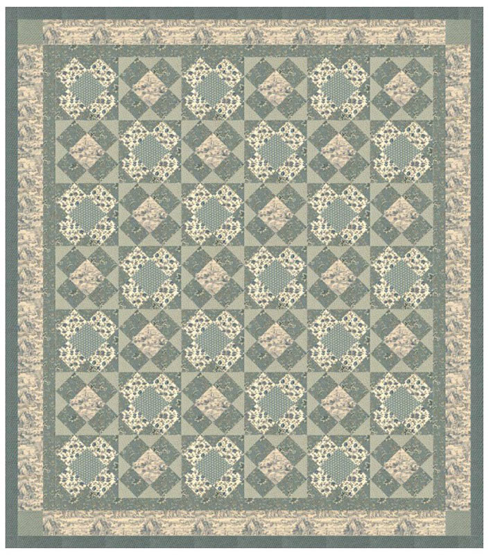 Bleu Charette Pattern By French General For Moda - Min. Of 3