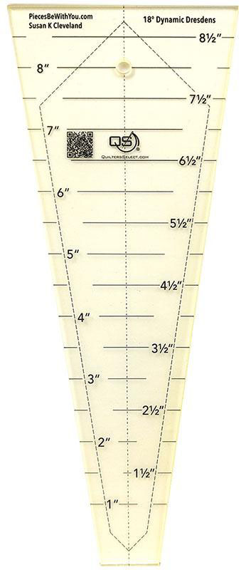 Non Slip 18 Degree Dresden Ruler By Quilters Select For Moda - Multiple Of 3