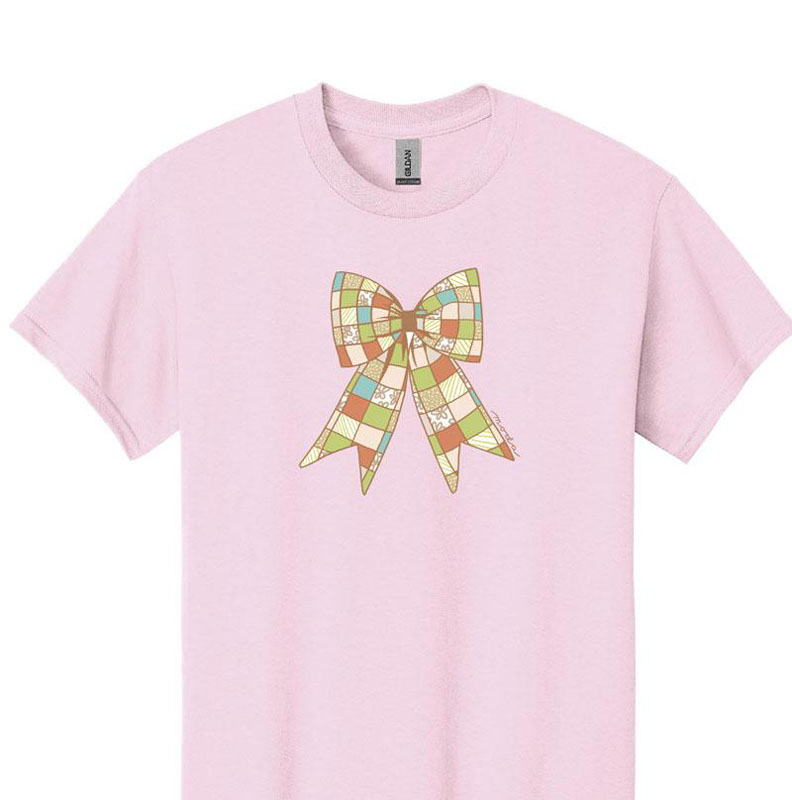 Patchwork Bow Tshirt 3xl Pink 100% Cotton By Moda