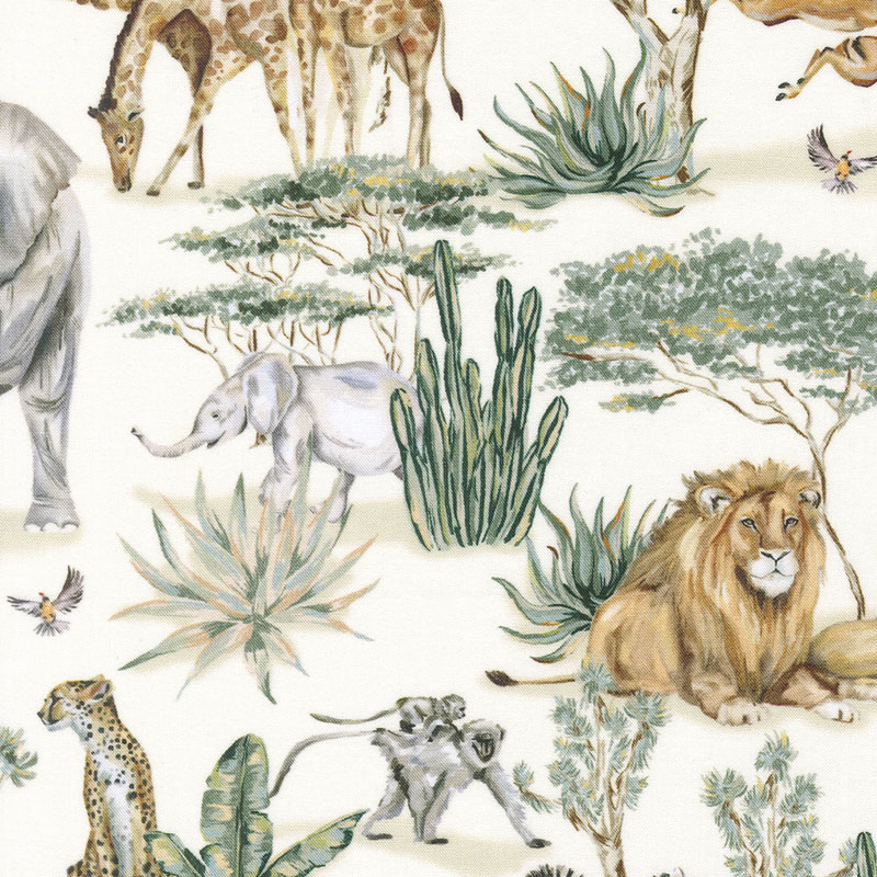 Safari Song By Watercolour Heart For Moda - Digital Print - Porcelain