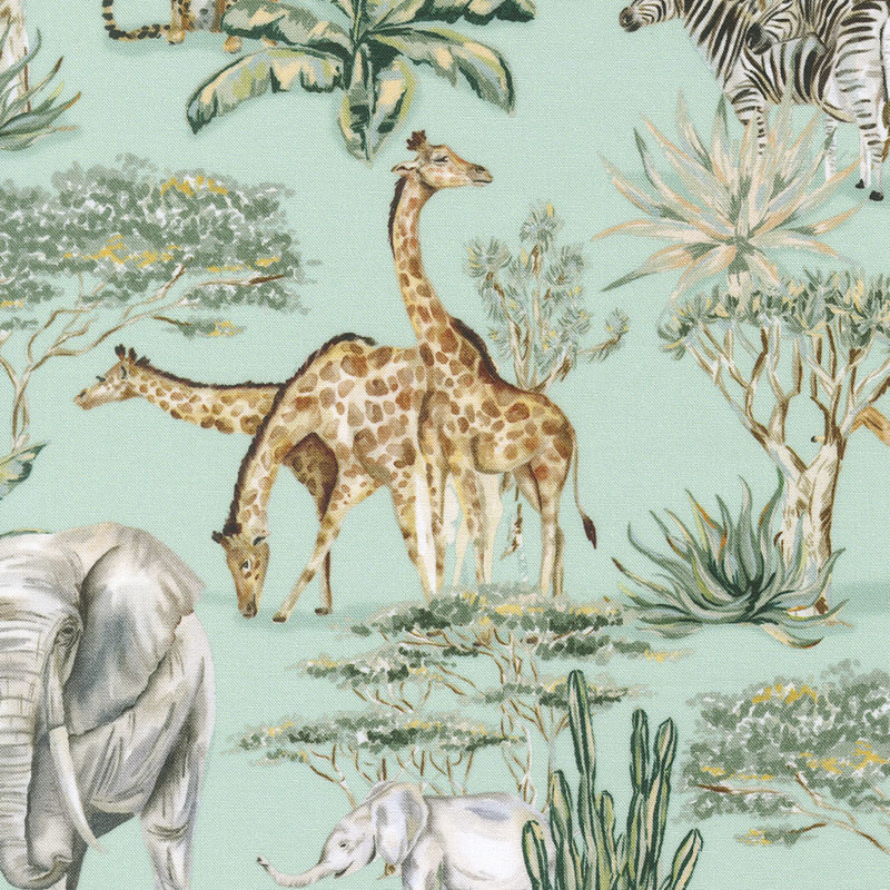 Safari Song By Watercolour Heart For Moda - Digital Print - Sky