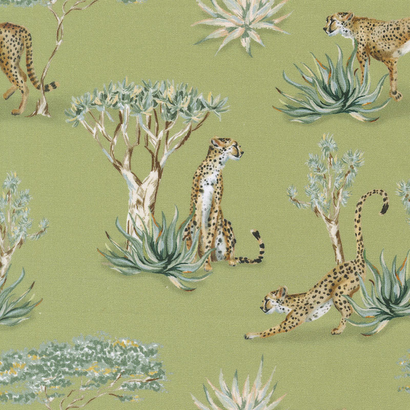 Safari Song By Watercolour Heart For Moda - Digital Print - Celadon